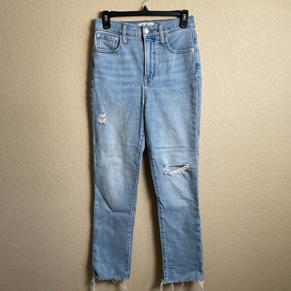 Madewell Womens 25 The Perfect Vintage Jean Light Wash High Waisted Distressed